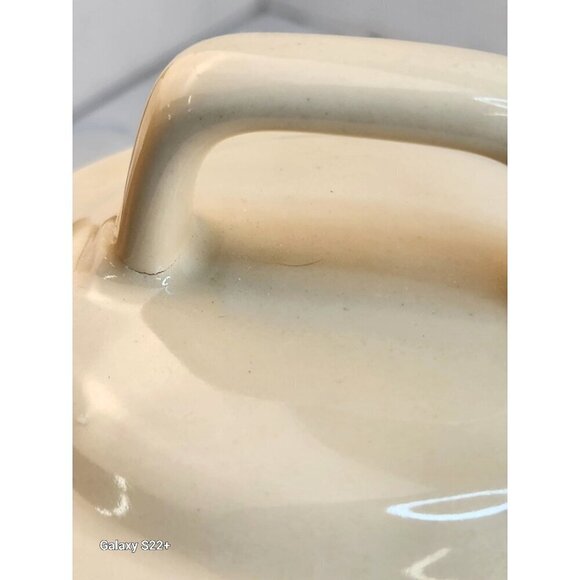 McCoy Pottery Blue Stripe Pink Band Bean Pot Casserole Dish Spoon Divot 0164 - Picture 8 of 16